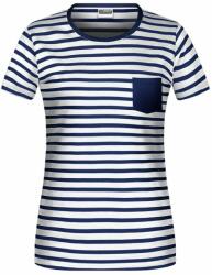 James & Nicholson (Daiber) Női csíkos biopamut póló 8027 - Fehér / sötétkék | 2XL (1-8027-1781720)
