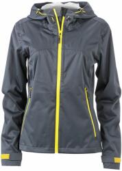 James & Nicholson Női softshell kapucnis kabát JN1097 - Acélszürke / sárga | XL (1-JN1097-1725204)