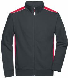 James & Nicholson Férfi pulóver kapucni nélkül JN870 - Sötétszürke / piros | 2XL (1-JN870-1764314)