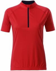 James & Nicholson (Daiber) Női kerékpáros mez rövid cipzárral JN513 - Tomato / fekete | S (1-JN513-1752628)