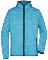 James & Nicholson (Daiber) Férfi kapucnis cipzáros felső JN589 - Kék melírozott / fekete | 3XL (1-JN589-1722756)