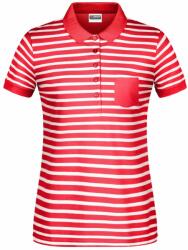 James & Nicholson (Daiber) Tricou polo cu dungi pentru femei 8029 - Roșie / albă | XXL (1-8029-1781762)