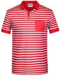 James & Nicholson Tricou polo cu dungi pentru bărbați 8030 - Roșie / albă | XXXL (1-8030-1781786)