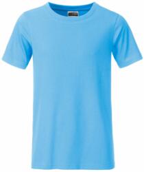 Daiber Tricou clasic pentru băieți din bumbac organic 8008B - Albastru ceruleu | XS (8008B-1755085)