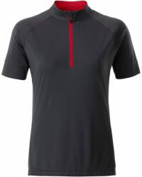 Daiber Tricou de ciclism pentru femei cu fermoar scurt JN513 - Titan / tomato | M (JN513-1752624)