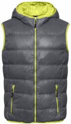 Daiber Vestă puf de bărbați ușoară JN1062 - Gri închis / galben verzui | M (JN1062-1701371)