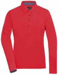 Daiber Tricou polo pentru femei cu mânecă lungă JN713 - Roșie / albastră / albă | S (JN713-1750271)