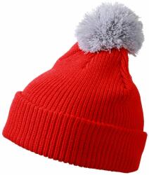 Daiber Căciulă de iarnă cu pompon MB7967 - Tomato / argintiu | uni (MB7967-1710444)