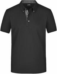 James & Nicholson (Daiber) Tricou polo elegant pentru bărbați JN964 - Neagră / neagră / albă | XXL (1-JN964-1700677)