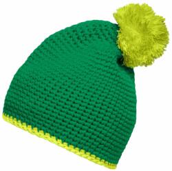 Myrtle Beach Căciulă tricotată cu dungă contrastantă și pompon MB7964 - Verde / galben verzui | uni (MB7964-1710430)