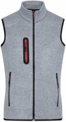 Daiber Vesta din fleece tricotat de bărbați JN774 - Gri deschis prespălat / roșie | M (JN774-1757329)