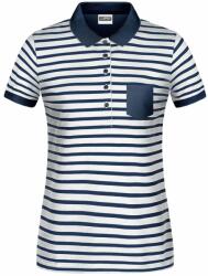 Daiber Tricou polo cu dungi pentru femei 8029 - Albă / albastru închis | XL (8029-1781767)