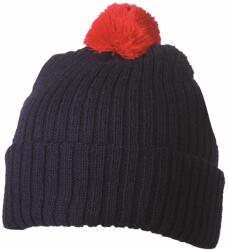 Daiber Căciulă tricotată cu pompom MB7540 - Albastru închis / roșie | uni (MB7540-117198)