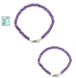  Bratara Ametist - Diametru 58 mm - Rotunda Fatetata - Accesorii Argint 925 - 4x4 mm - 1 Buc