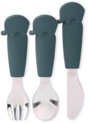 Eco Rascals Ecorascals - Set de cutit, furculita si lingurita din inox si silicon, teal