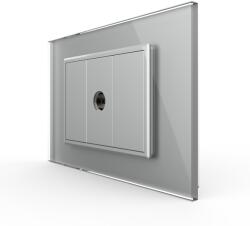 LIVOLO Priza Simpla TV Livolo cu Rama din Sticla - Serie Noua - culoare gri