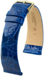 Hirsch Curea albastră din piele Hirsch Prestige M 02308185-1 (Piele de crocodil) Hirsch Selection 14 mm (spona 12mm)