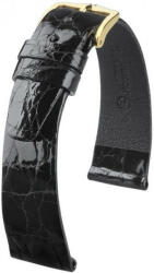 Hirsch Curea neagră din piele Hirsch Prestige M 02308150-1 (Piele de crocodil) 14 mm (spona 12mm)