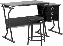 Fromm & Starck Rajzasztal - 90 x 60 cm - dönthető és állítható magasságú - székkel és kisasztallal (STAR_DESK_39)