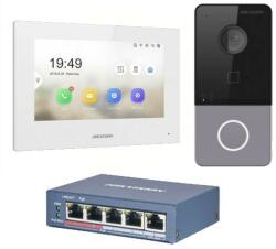 Hikvision DS-KIS603-S Fehér beltéris szett, PoE switch-el (CSOMAG-DS-KIS603-S-W)