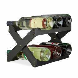  X alakú bortartó 6 palackhoz bambusz fekete 10022760