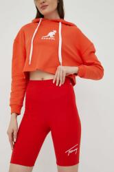 Tommy Jeans rövidnadrág női, piros, nyomott mintás, magas derekú - piros XS