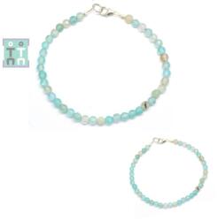  Bratara Calcedonie Albastra - Diametru 54 mm - Rotunda Fatetata - Accesorii Argint 925 - 4x4 mm - 1 Buc