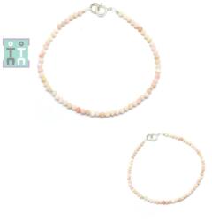  Bratara Opal Roz - Diametru 53 mm - Rotunda Fatetata - Accesorii Argint 925 - 2, 6x2, 6 mm - 1 Buc