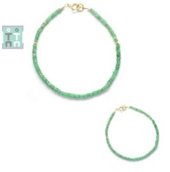  Bratara Smarald Natural Diametru 55 mm - Neregulat Fatetat 7-12 x 5-7 mm - Accesorii Argint 925 - Gold Filled - 1 Buc