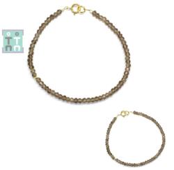  Bratara Cuart Fumuriu - Diametru 55 mm - Rondel Fatetat - Accesorii Gold Filled - 2-3 x 3-4 mm - 1 Buc