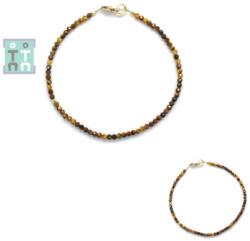  Bratara Ochi de Tigru - Diametru 56 mm - Rotunda Fatetata - Accesorii Gold Filled - 2, 5x2, 5 mm - 1 Buc