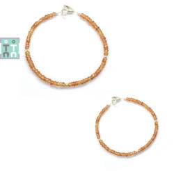  Bratara Safir Orange - Diametru 53 mm - Disc Fatetat Accesorii Argint 925 - 1, 4-2 x 2-3 mm - 1 Buc