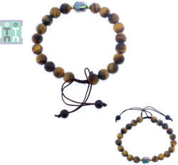  Bratara Ochi de Tigru cu Hematit Cap de Buddha - Diametru 55 mm - Rotunda - 8-9 x 8-9 mm - 1 Buc