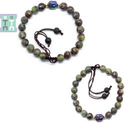  Bratara Jasp Sangele Dragonului Mat cu Hematit Cap de Buddha - Diametru 56 mm - Rotunda - 8-9 x 8-9 mm - 1 Buc