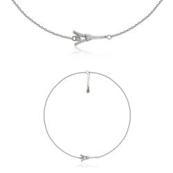 Ekszer Eshop 925 ezüst karkötő, vékony lánc, Eiffel-torony, cirkóniával kirakva