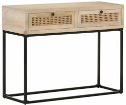 vidaXL Masă consolă, 100x35x76 cm, lemn masiv mango/trestie naturală (323512)