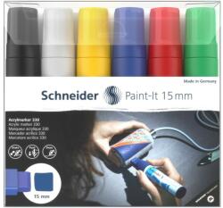 Schneider Marker cu vopsea acrilica Schneider Paint-It 330, 15 mm, 6 buc/set