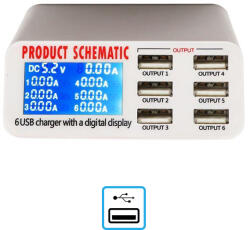 Product Schematic 896 - USB Töltőállomás (1x USB 3.0+ 5x USB 2.0)