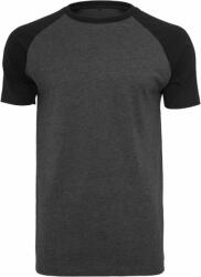 Build Your Brand Kétszínű rövid ujjú férfi póló - Sötétszürke melírozott / fekete | XXXL (BY007-1000228863)