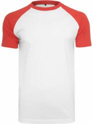 Build Your Brand Kétszínű rövid ujjú férfi póló - Fehér / piros | XL (BY007-1000035666)