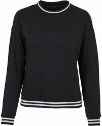 Build Your Brand Női pulóver csíkos szegéllyel - Fekete / fehér | 3XL (BY105-1000278915)