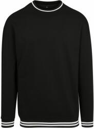 Build Your Brand Férfi pulóver csíkos szegéllyel - Fekete / fehér | 5XL (BY104-1000278899)