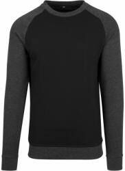 Build Your Brand Bluză bicoloră pentru bărbați - Neagră / gri închis prespălat | 2XL (BY076-1000228688)
