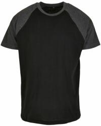Build Your Brand Kétszínű rövid ujjú férfi póló - Fekete / sötétszürke melírozott | XXXL (BY007-1000314905)