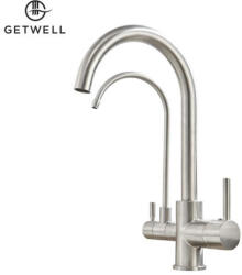 Getwell Sinuosity-L, két karos, 3 utas Konyhai Csap Víztisztítókhoz nikkel színben (GW223N)