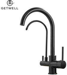 Getwell Sinuosity-L, két karos, 3 utas Konyhai Csap Víztisztítókhoz fekete színben (GW223B)