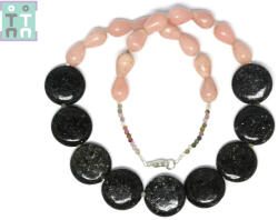  Colier din Astrofilit Disc 20x6 mm - Manganocalcit Picatura 11x9 mm - Accesorii Argint 925