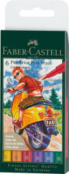Faber Marker cerneala FABER-CASTELL Pitt Artist Pen Brush Colour Wheel, 6 buc/set, FC167174