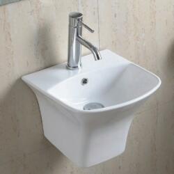 Inter Ceramic Мивка за баня ICC 3535, Inter Ceramic, с полуконзола, стенен монтаж, с отвор за смесител и преливник, порцелан, бял, 35.5x35.5x29см (3535)