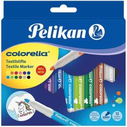 Pelikan Textilfilc készlet 12db-os PELIKAN 12 különböző, intenzív színű textilfilc, 6 mm-es vonalszélességgel